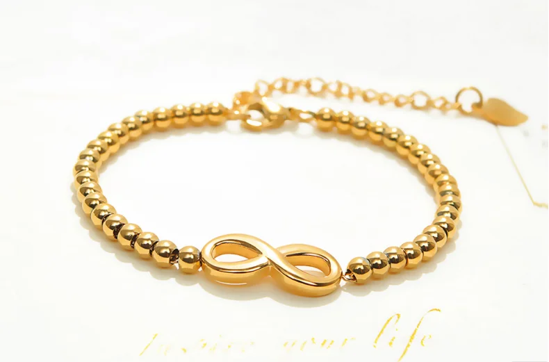 Женский браслет с бусинами под розовое золото|Гибкие и жесткие браслеты| |