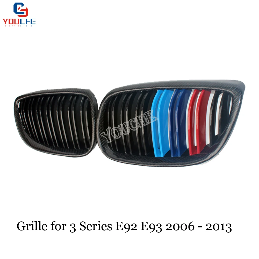 E92 E93 ABS Carbon Fiber Grille For BMW 3 Series 2006 - 2013 Coupe Cabriolet Front Bumper Replacement Grill Mesh | Автомобили и