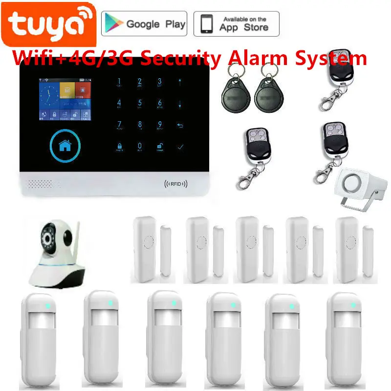 

NEW Tuya WiFi 4G home Security Protection smart Alarm System Touch screen Burglar kit Mobile APP Remote Control RFID Arm and Dis