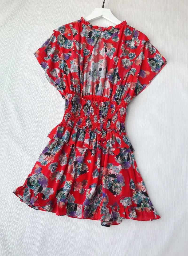 

100% Silk Print Fashion Open Back Dress for Women