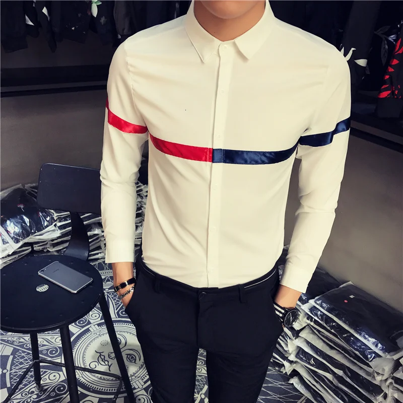 Вечерние мужские рубашки повседневные белые s Camisas Elgantes Hombre приталенные осенние