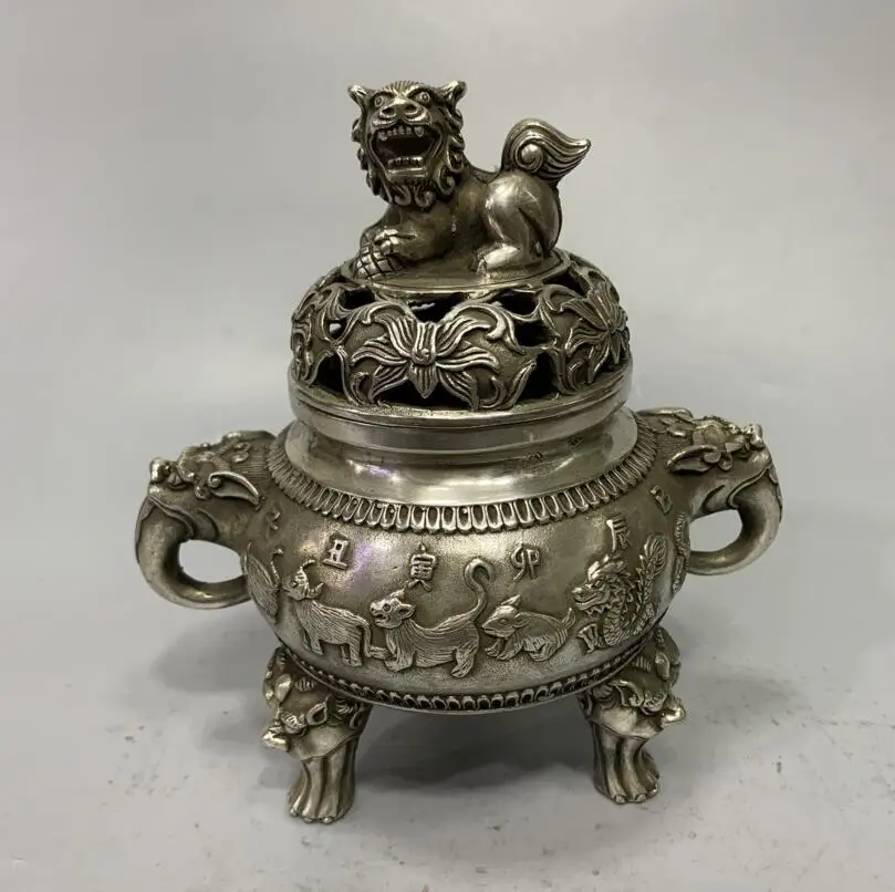 

Archaize белая медь Двенадцать зодиака благовония горелка ремесла статуя