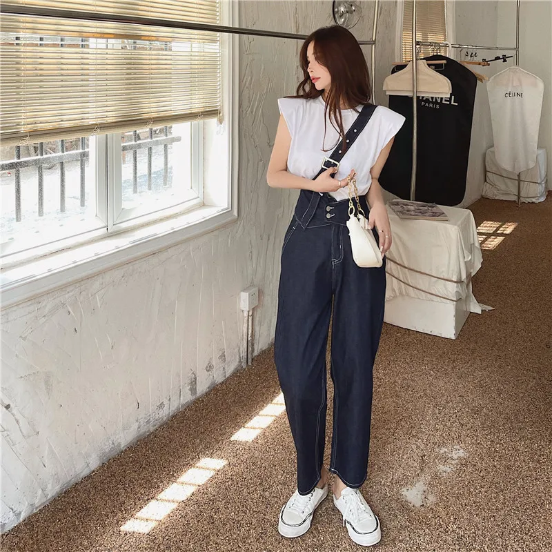 

Комбинезон Hzirip женский, синий, Повседневный, с высокой талией, асимметричный, 2021