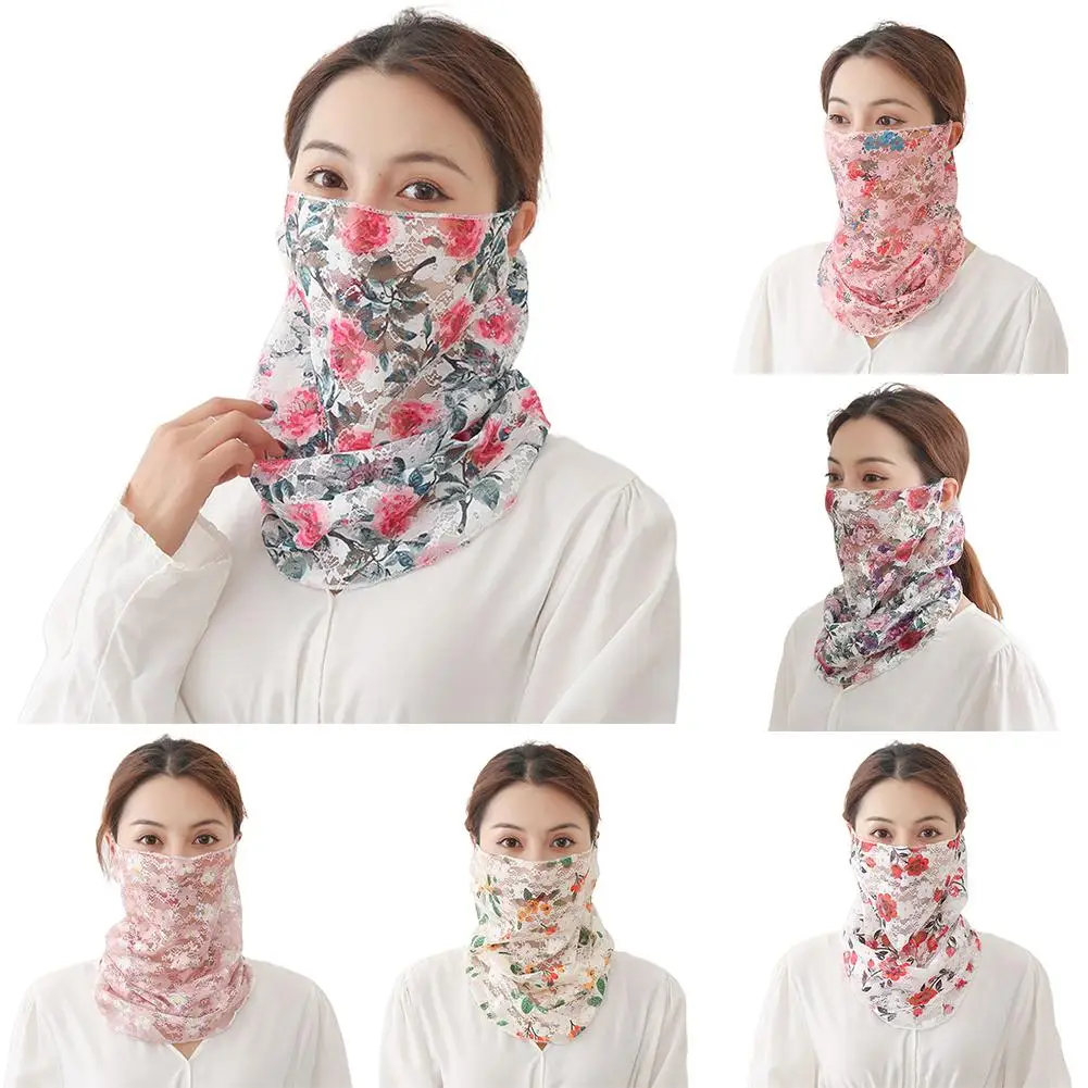 

Women Multi-function Face Neck Floral Print Breathable Anti-UV Face Cover Neck Gaiter Headband Scarf Bandana Cap Cycling