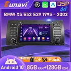 Eunavi 2din Android автомобильный мультимедийный плеер для BMW X5 E53 E39 1995 - 2003 2 Din Автомобильный Радио Carplay головное устройство 4G GPS без DVD
