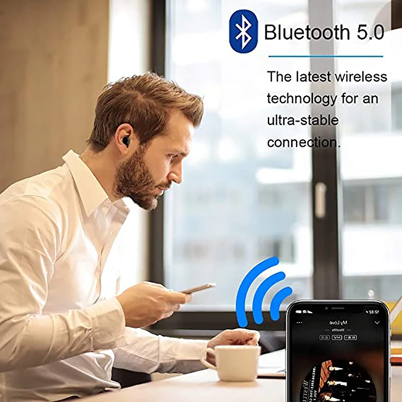 

Bluetooth Headset TWS 5.0 Waterproof Noise Reduction In-Ear Headphones with Microphone