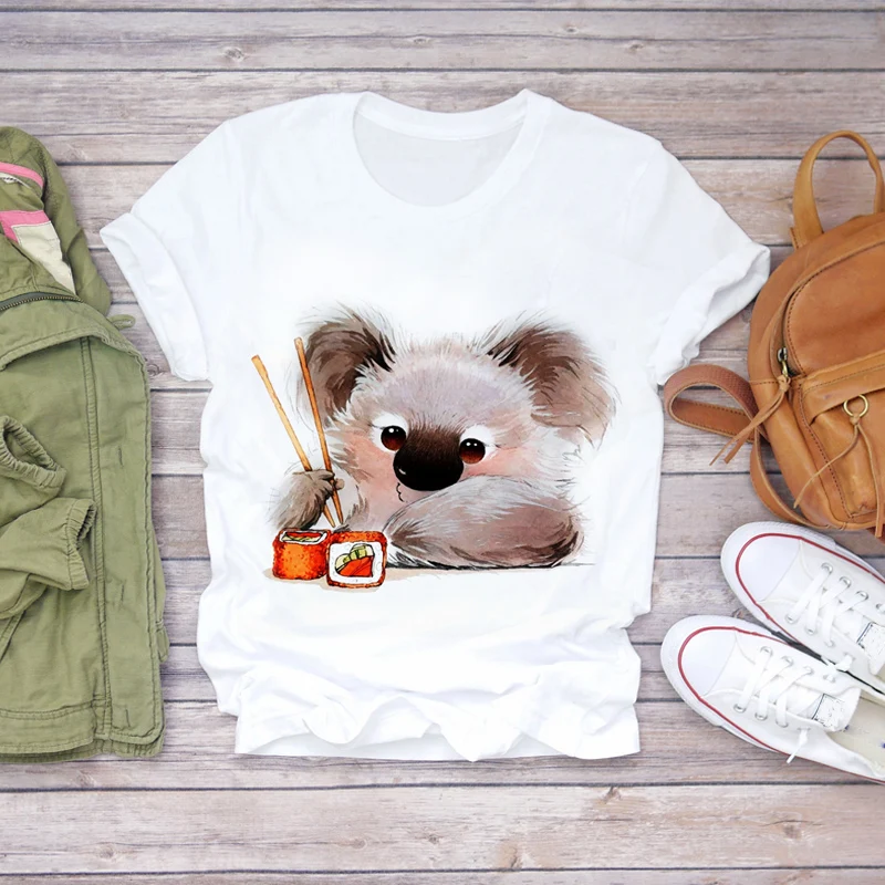 Футболка женская с акварельным принтом летняя в стиле Харадзюку | Женская одежда