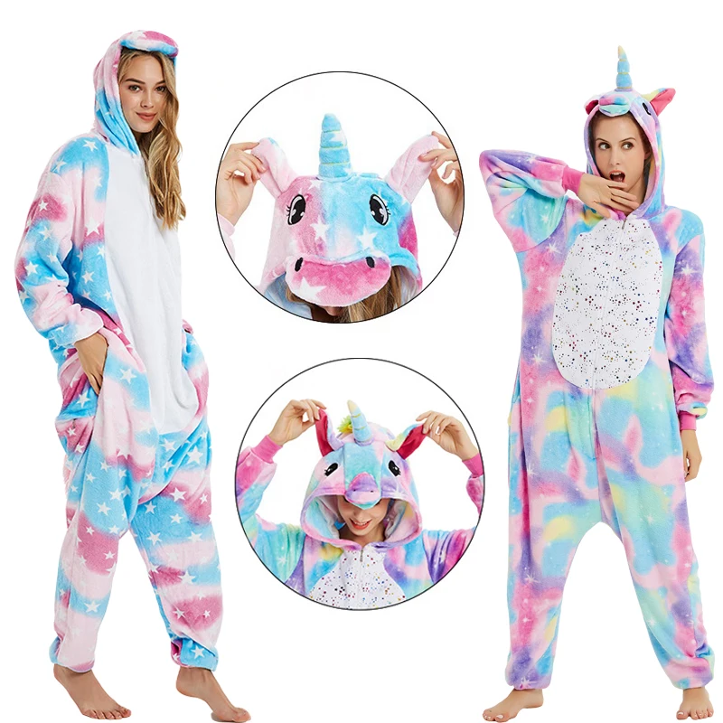 Пижама кигуруми в виде единорога зимняя Фланелевая для женщин| |