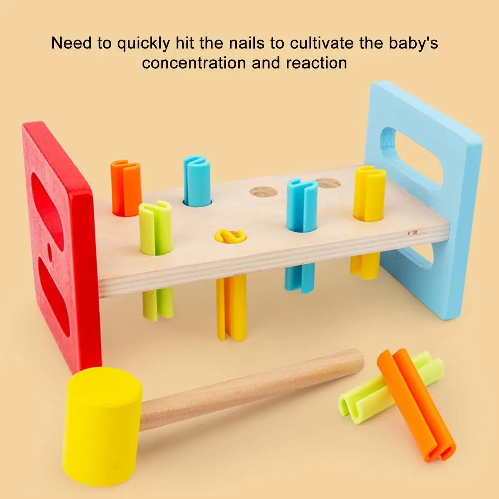 Деревянная игрушечная скамья с молотком развивающая деревянная игрушка для
