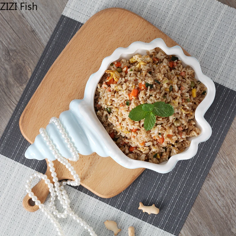 Керамическая тарелка в форме ракушки декоративная посуда для отеля бытовая