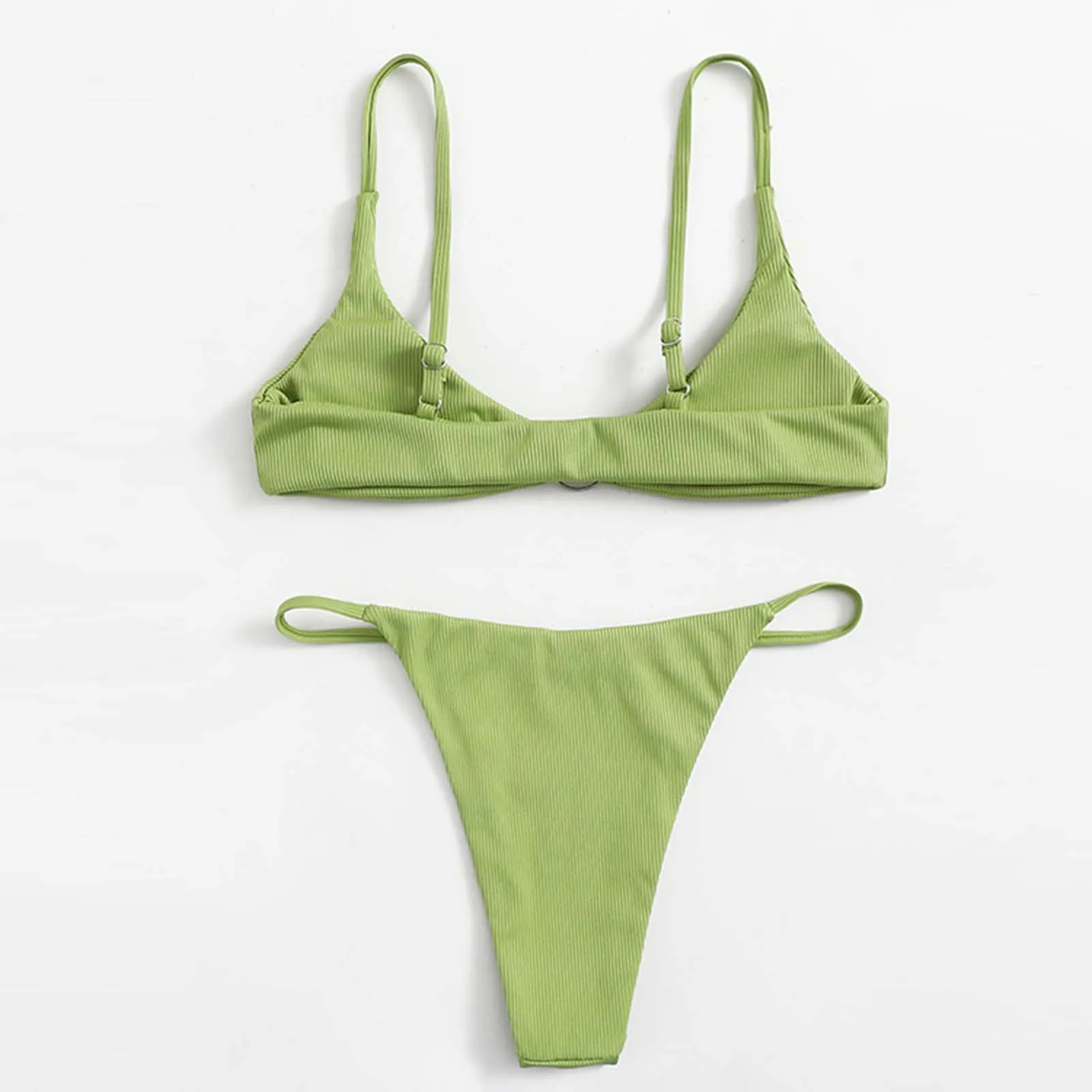 

ISHOWTIENDA Biquinis Feminino Women Sexy Fashion Two-Piece Bikini Solid Color Swimwear Swimsuit Beachwear Set