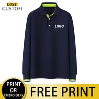 65 cotton customized long sleeved polo shirt mens and womens casual work clothes printed logoembroidery personal design
