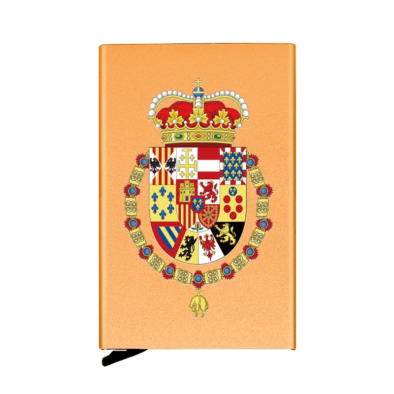 

Reino de España Symbol Credit Card Holder Men Slim Anti Protect Travel ID Cardholder Women Rfid Wallet Metal Case Porte Carte