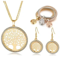 attractto fashion tree of life jewelry necklace earrings sets gold for women bridal elegant lady wedding jewelry set set160008gd