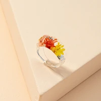 2021 new flower rings resin transparent candy colorful rings for women jewelry korea girls travel index finger accessories bague
