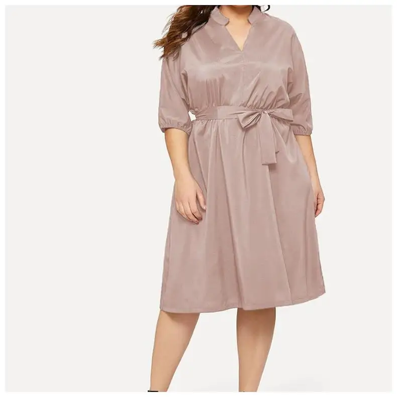 COCOEPPS L-6XL, женские платья размера плюс, осенне-зимнее платье, элегантная свободная одежда большого размера, повседневные офисные платья с длинным рукавом