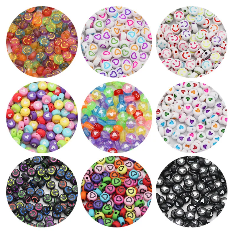 

Acrylic Mixed Flat Round Aacial Expression,Heart,Star Shape 4x7MM Loose Spacer Beads For Jewelry Making DIY Bracelet Accessories