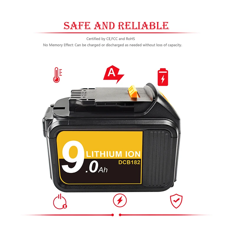 Замена аккумулятора для электроинструмента DeWalt DCB184 DCB181 DCB182 DCB200 DCD780 DCD785 DCD795 20 в 18