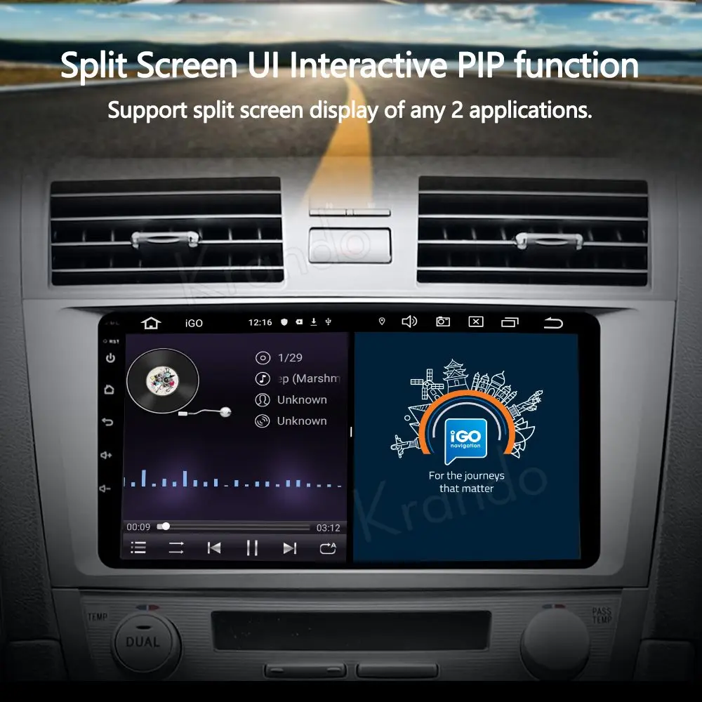 Krando Android 10.0 9&quot IPS Full Touch Car Multimedia Radio for TOYOTA CAMRY 2007-2011 Audio Gps Navigation Player Wifi Carplay |