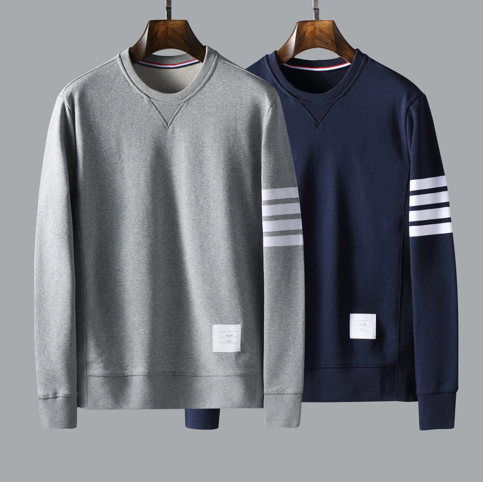 

2021 Men Sweater Long Sleeve Cotton Waffle Casual Stripe Fashion Korean Design High Quality TB Women Couple Top