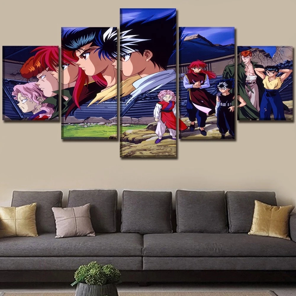 

Nordic Canvas Poster Home Decor HD Prints Modular Pictures 5 Pieces Anime Yu Yu Hakusho Role Painting Wall Art Living Room Frame