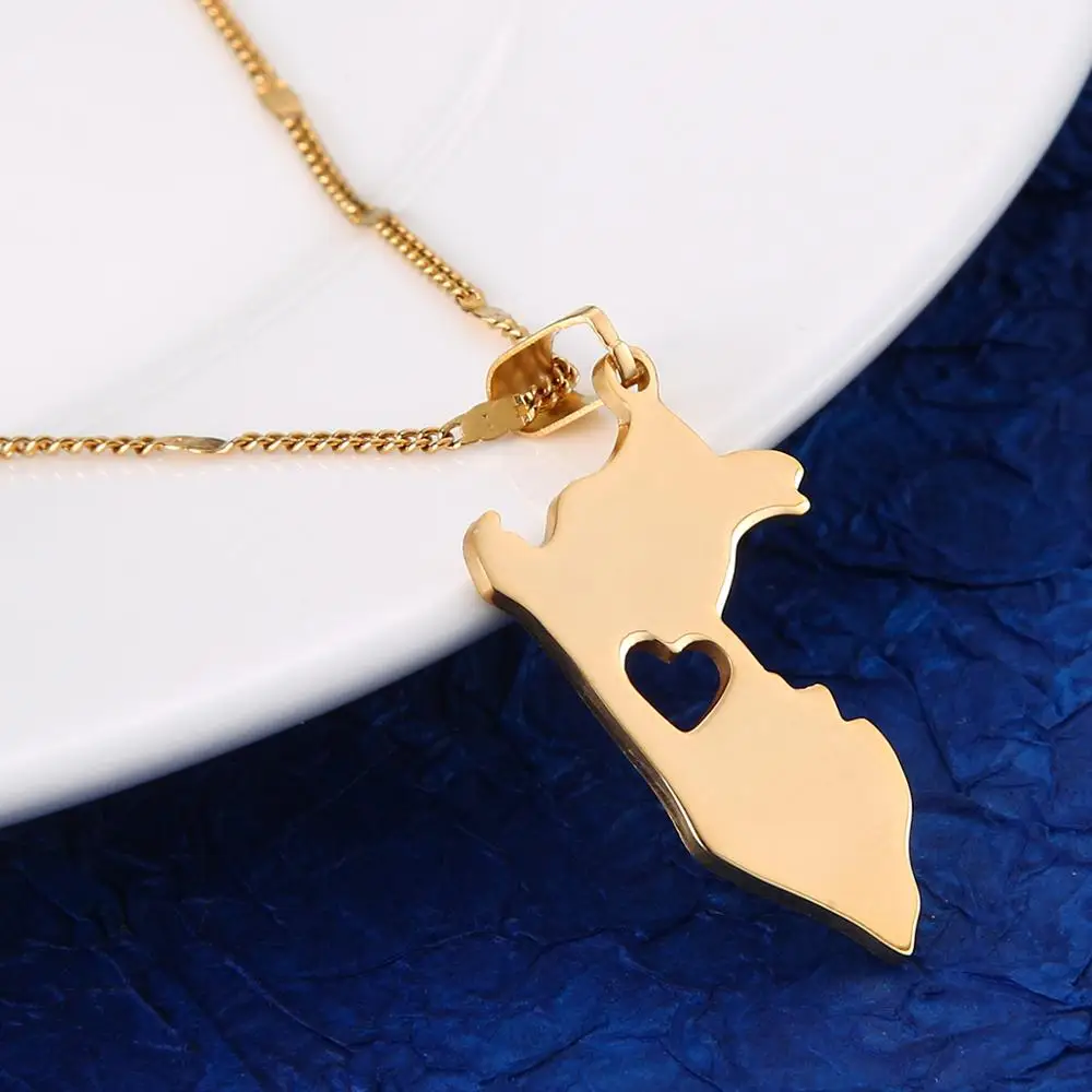 Модные ожерелья из нержавеющей стали с подвеской в виде карты Перу цепочка