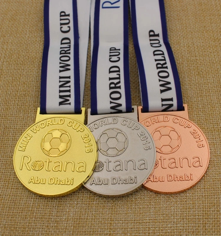 

Round Metal Medal Football Logo Medal Hot Gold, Silver and Bronze Medals