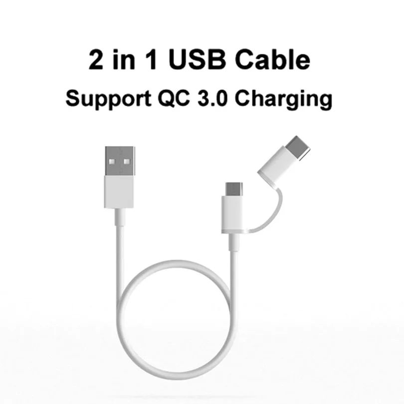Кабель Micro usb CarXaa 2 в 1 белый кабель USB Type-c для быстрой зарядки и передачи данных QC 3 0