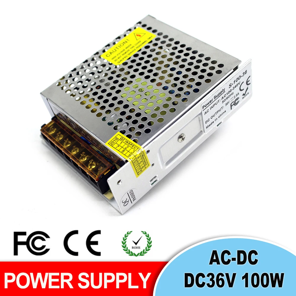 Одиночный выход импульсный источник питания DC 36V 2.8A 100W драйвер 110V 220V AC к SMPS для