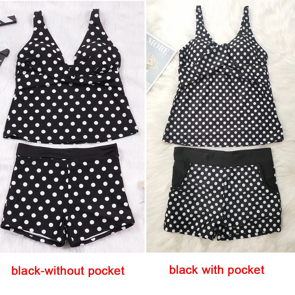 

Dots Two Piece Swimsuit 2020 Conservative Swimwear Women Shorts Tankini Push Up Swimsuit Plus Size Bathing Suit Shorts Beachwear