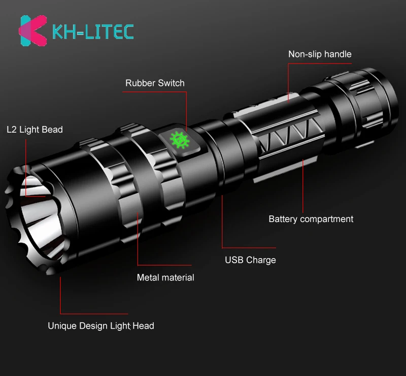 65000Lum 5 Modes Red/Green/White Tactical Flashlight Mini USB L2 Outdoor Hunting Light Waterproof Torch By 18650 | Лампы и освещение