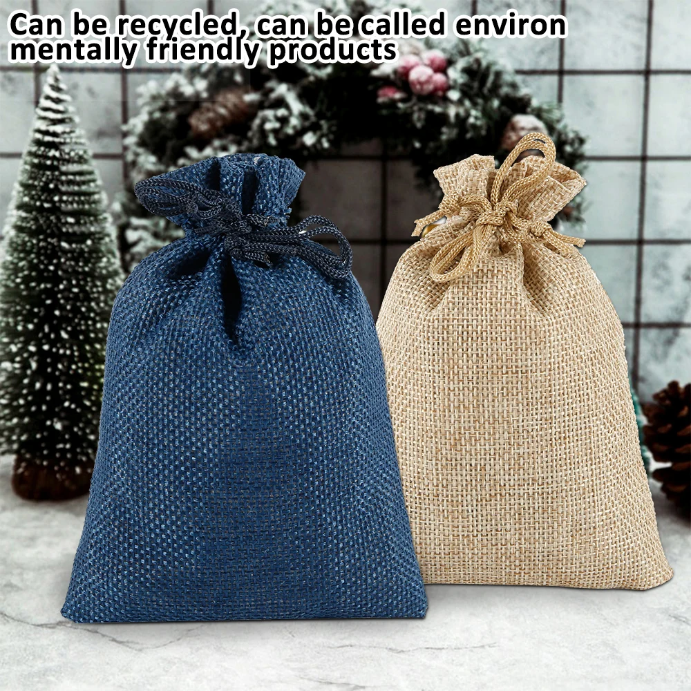 24 шт. деревянная зернистая сумка на завязках льняные сумки для хранения подарок