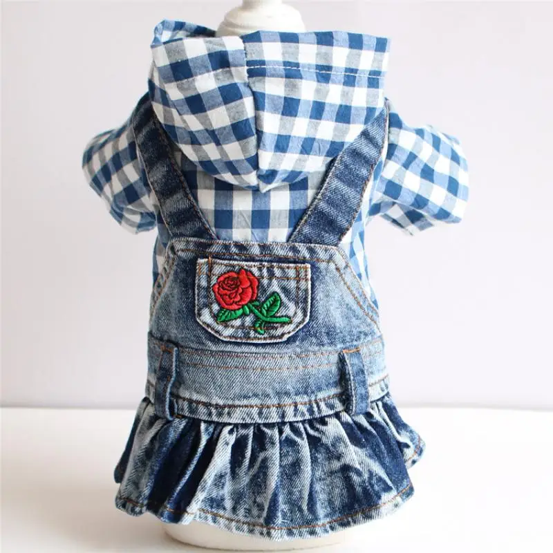 Собака Французский бульдог Йоркширский куртки для собак джинсовое платье