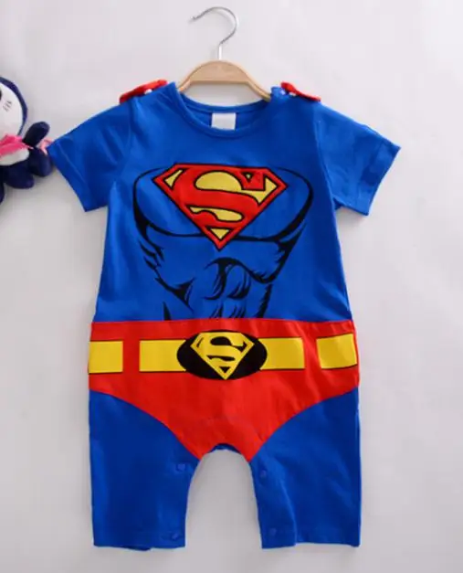 Muscle short Superman Romper Costume With Removable Cape Fashion Baby Superhero Jumpsuit Infant Toddler Superboy Batman Onesie Multi 3-18M - Цвет: Muscle short