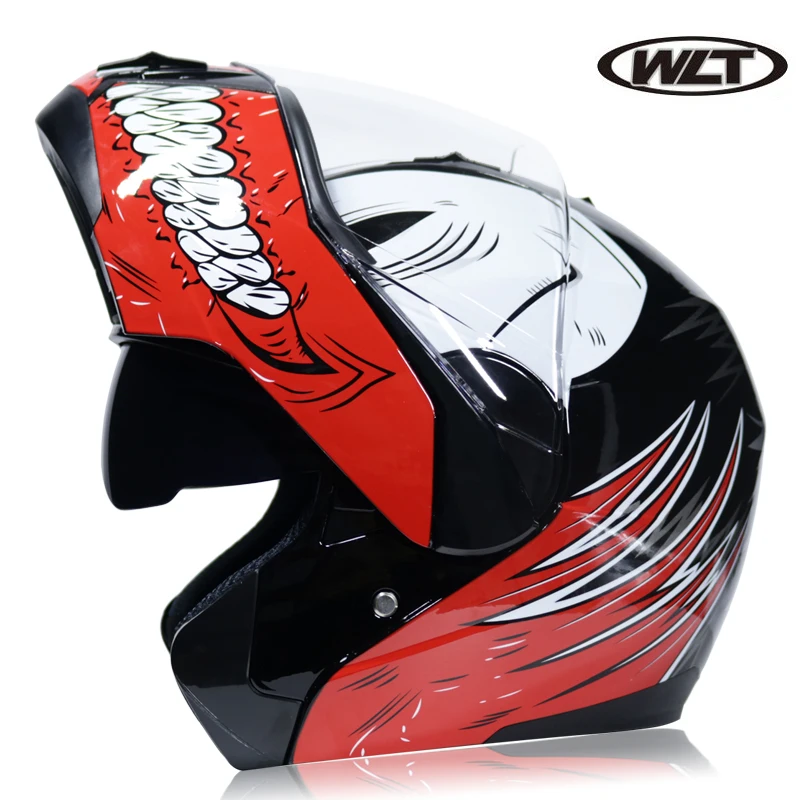 motorcycle helmet motocicleta abatible hacia arriba seguro con Visor interno, Casco de motocicleta de doble lente asequible