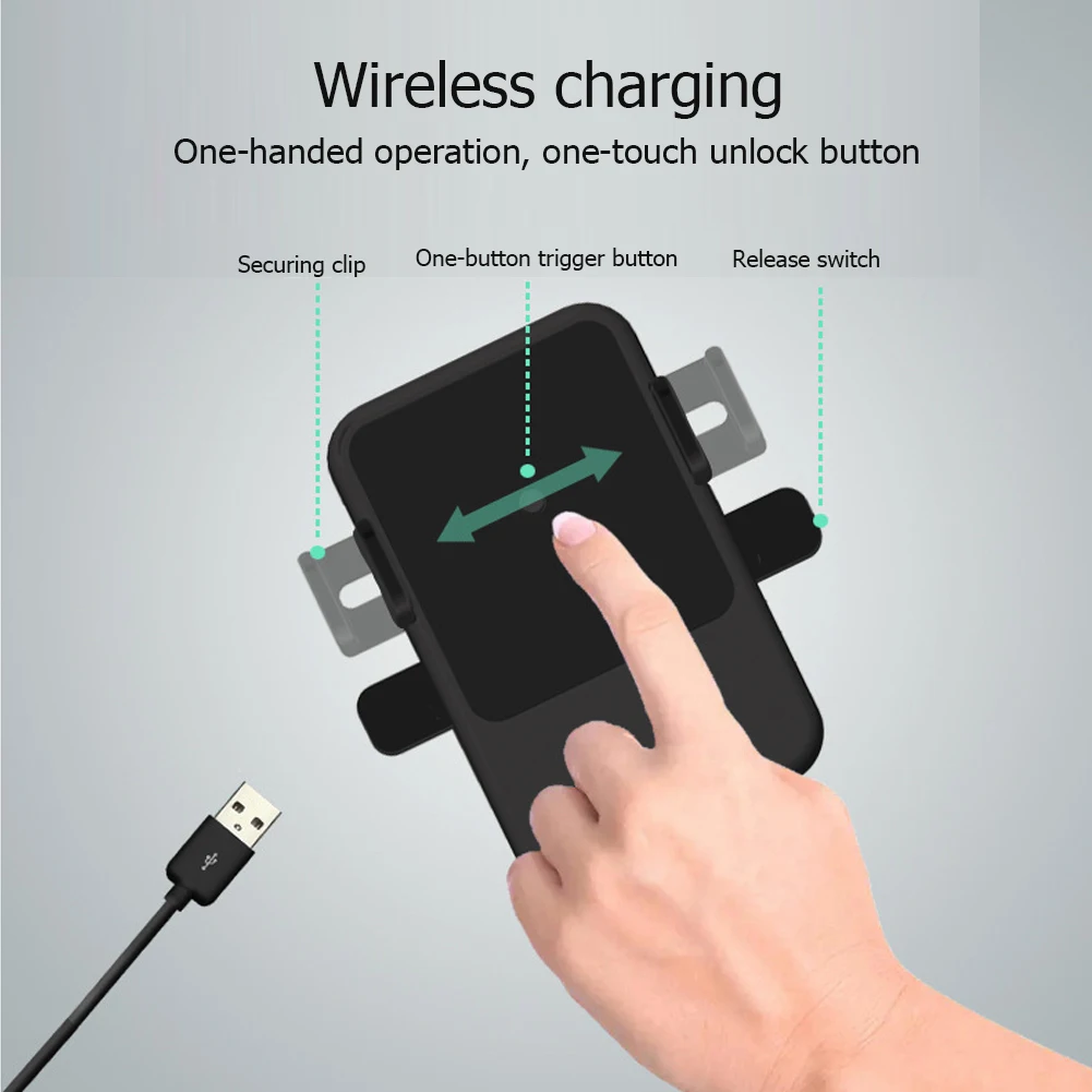 E8 3 в 1 двойной USB прикуриватель держатель телефона автомобильное крепление 10 Вт Qi Быстрое беспроводное зарядное устройство 3.1A порты со встроенным зарядным шнуром