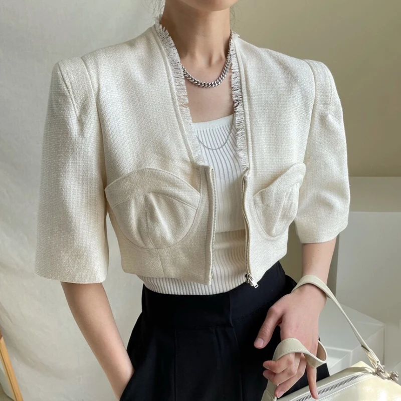 

Summer Korean Dress Sets Womens Outfits Loose 2 Two Piece Set Women Short Sleeve Coat + White Strap Dress Conjuntos De Mujer