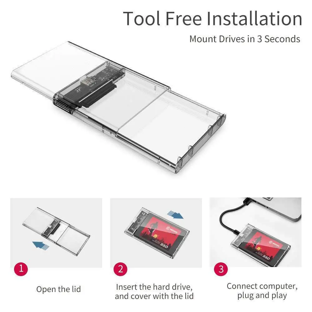 Прозрачный ноутбук 2 5 дюймовый мобильный жесткий диск Sata порт usb 3. 1 картридж для