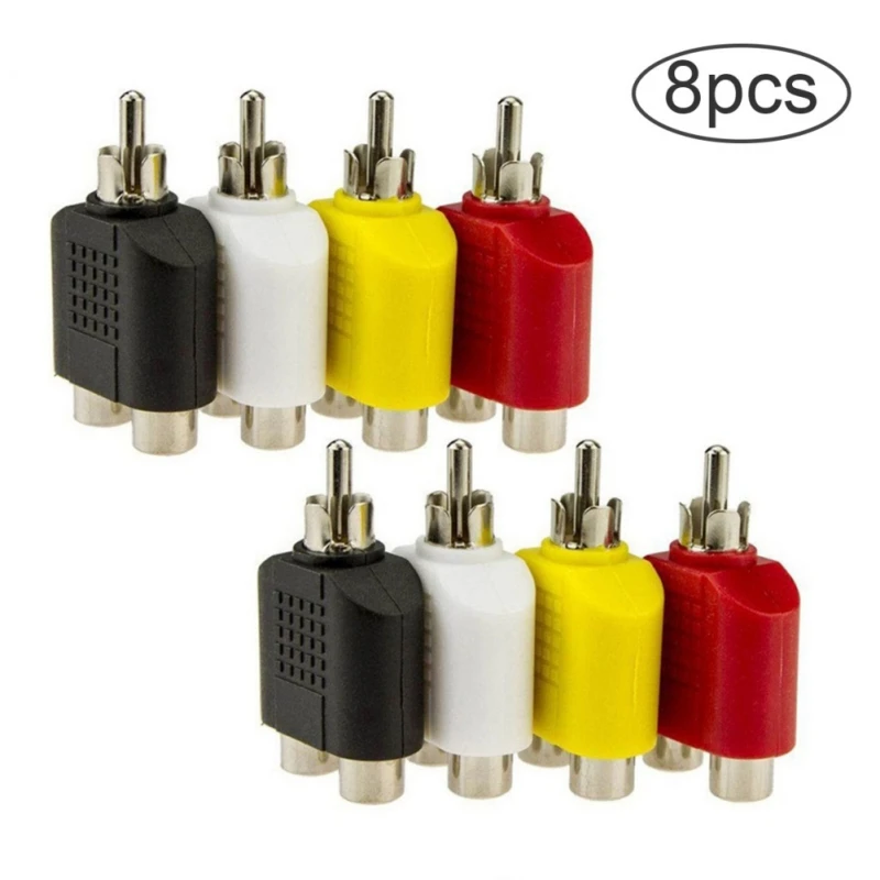 Cheap 8pcs/set RCA Splitter Y-shaped 1 Male To 2 Female Plug-and-play AV Audio Video Plug Converter Cable Adapter | Электроника