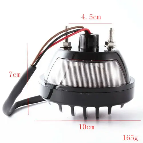 Черный круглый стоп сигнал для мотоцикла подсветка номерного знака со