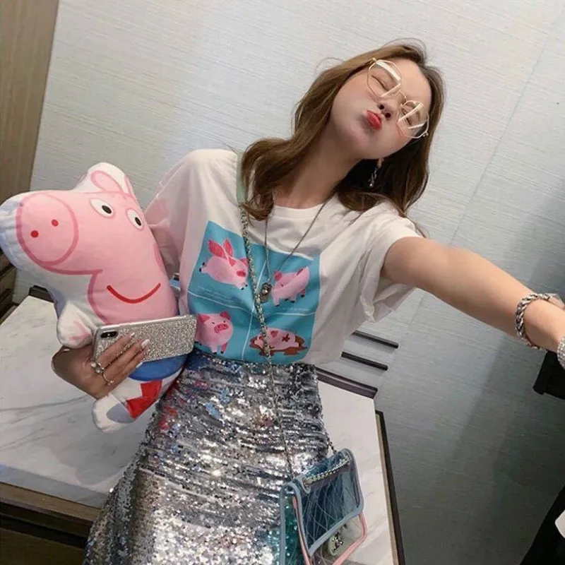 Neoploe/Корейская юбка с высокой талией и блестками на бедрах однотонная облегающая