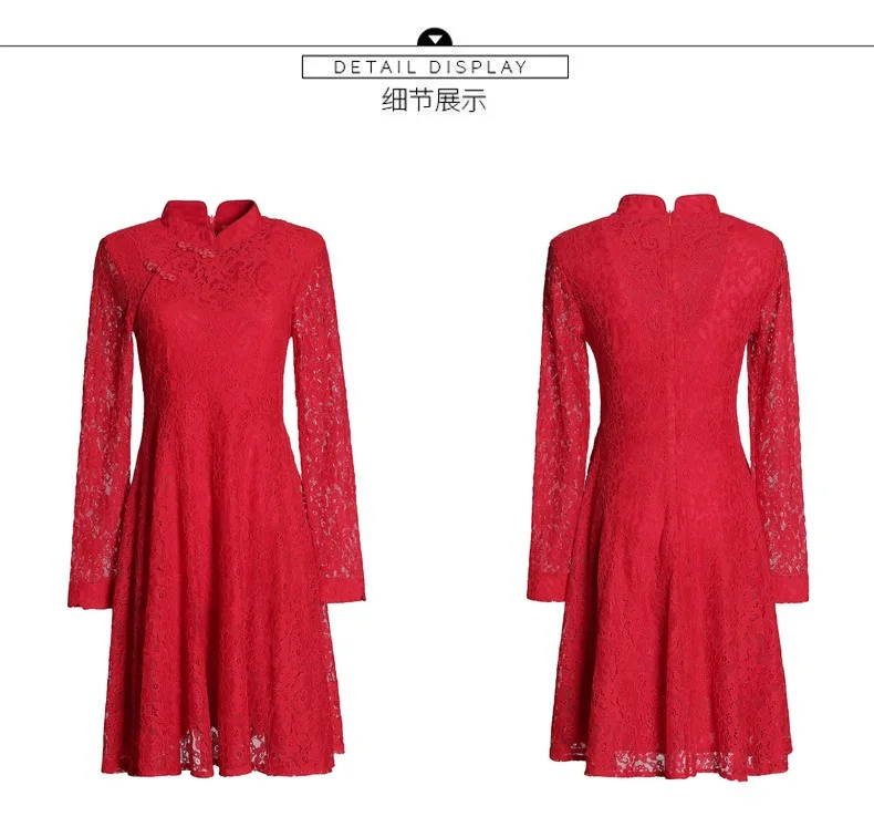 Платье для мамы и дочки WLG одежда семейная Красные кружевные модные платья в
