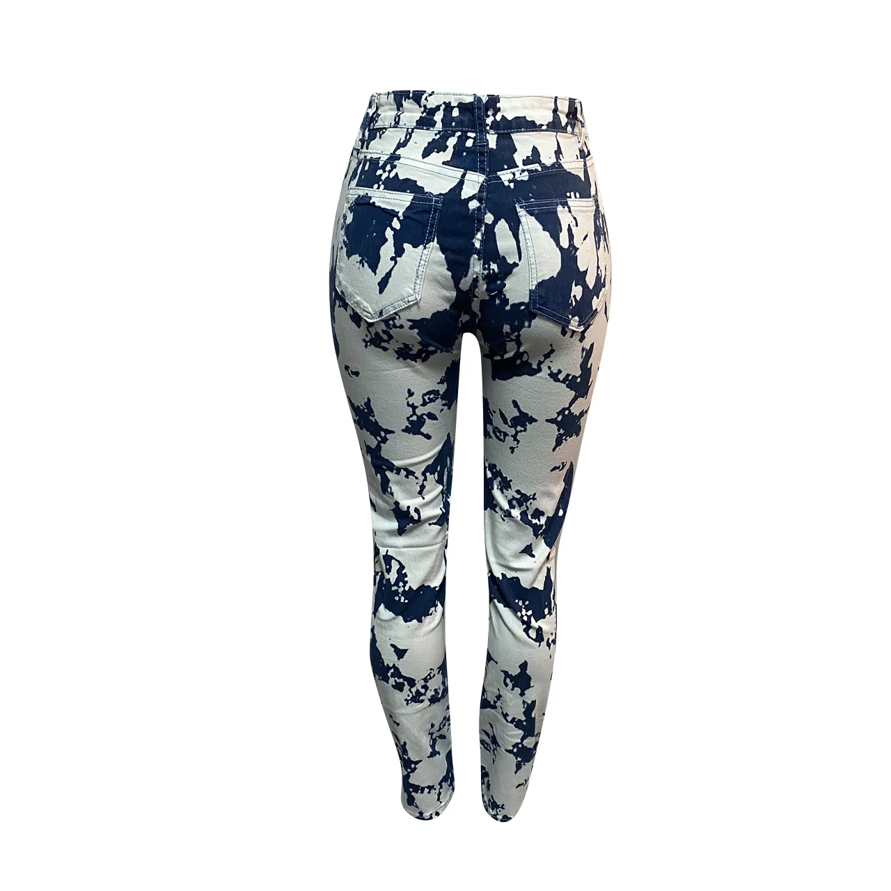 

ANJAMANOR Tie Dye Printed High Waisted Jeans for Women Clothing Fall 2020 Fashion Sexy Stretch Blue Denim Pants D26-DG53