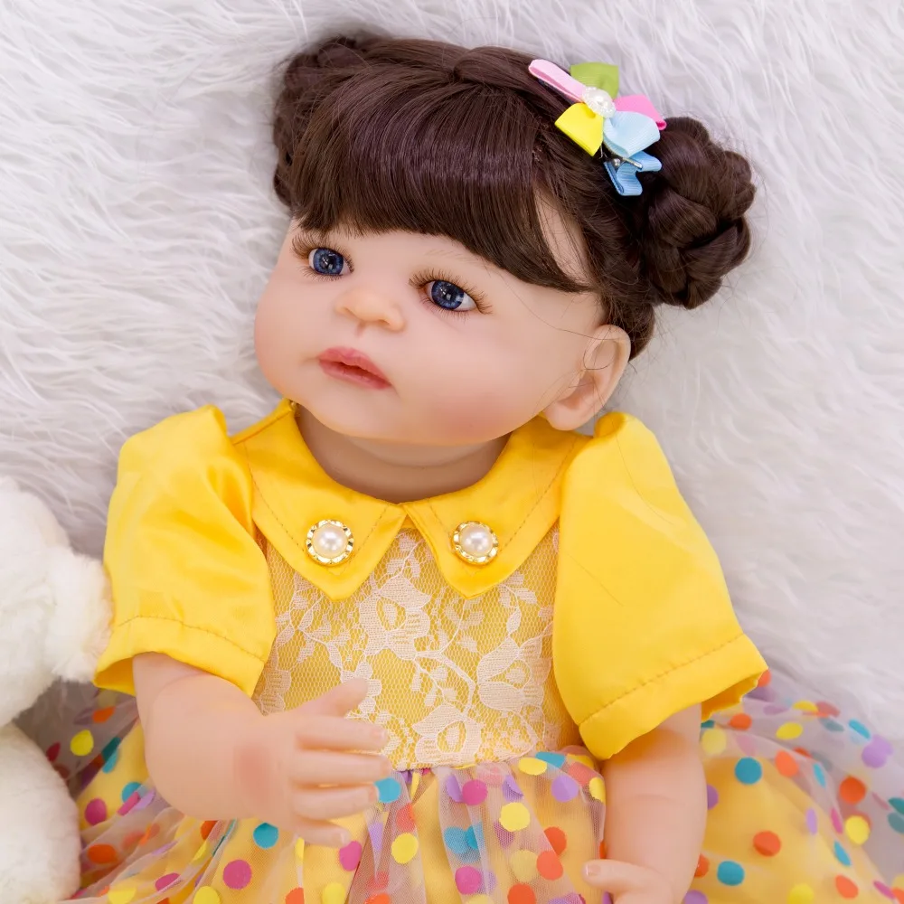 55cm Silicone Vinyl Lifelike Baby Realistic Reborn Dolls Girl Alive Doll with fashion skirt girls toy for children Gifts babies | Игрушки и