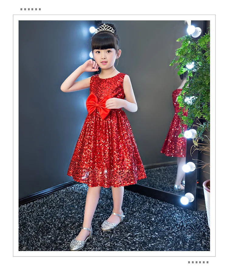 Для Девочек Вечерние рождественское платье 2021 новинки с блестками и бантом для