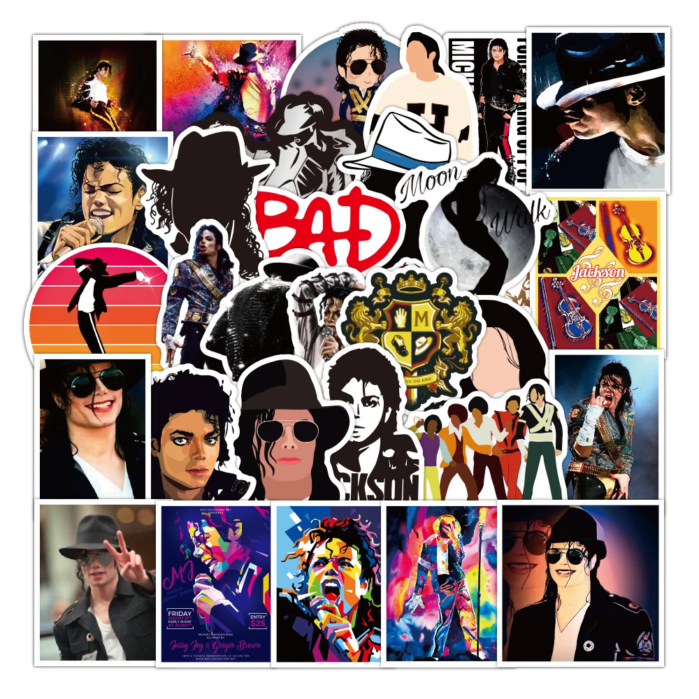 

50PCS King of Pop Micheal Jackson Stickers Skateboard Phone Notebook Refrigerator Fridge Laptop Waterproof Vinyl StickersToys
