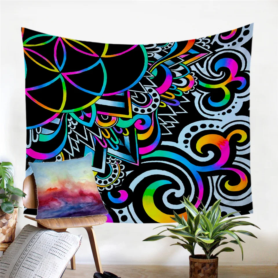 Doodle Magic Trippy Alien by Brizbazaar гобелен акварельный Настенный Ковер глаза Trippy гобелен настенный блюдце колдовство tapiz Прямая поставка - Цвет: Doodle Magic
