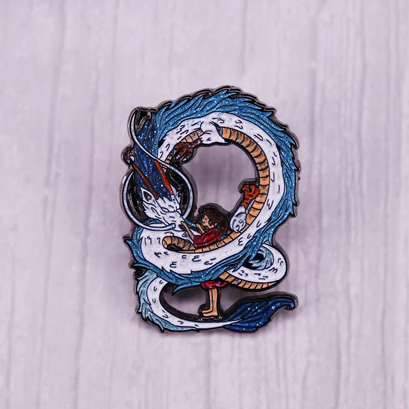 Брошь с изображением дракона Хаку и чихиро эмалированная брошь призрака значок