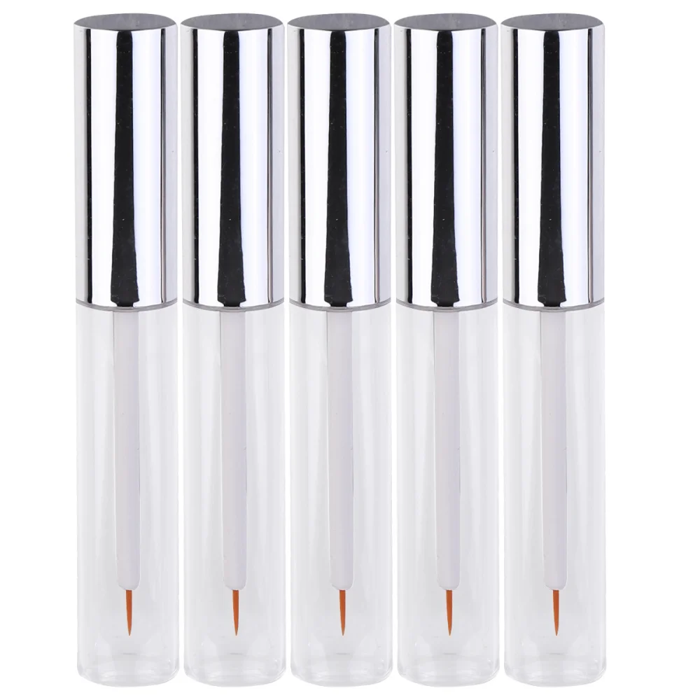 

5pcs in 1 Set Lipstick Lip Tube Empty Subpackaging Bottle with Lid Lipstick Tube 10ml(Sliver Cover)