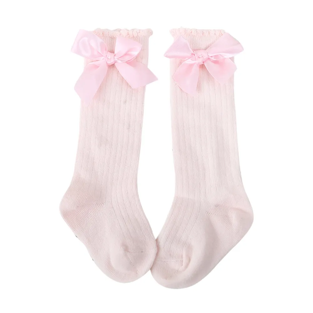 Socks New Kids Toddlers Girls Big Bow Knee High Long Soft Cotton Lace Baby Niekousen meisje 91130 | Женская одежда